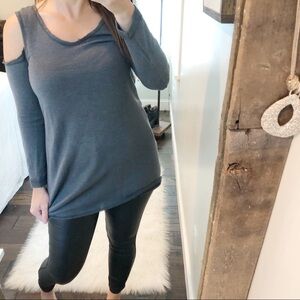 Loving People medium cold shoulder terry cloth top
